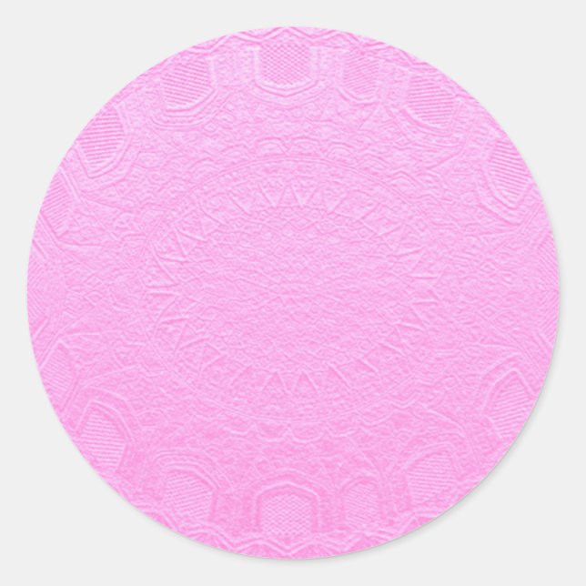 Sticker Rond Bébé Rose Argent Pailleté en Relief (Devant)