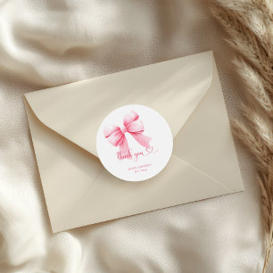 Sticker Rond Bébé rose Bow fille douche