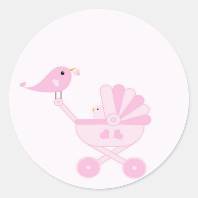 Sticker Rond Bébé rose fille (Devant)