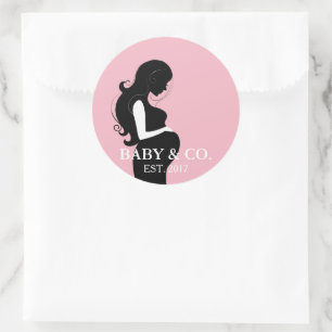 Sticker Rond BÉBÉ Rose Fille Baby shower Fête d'arrosage
