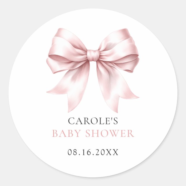 Sticker Rond Bébé rose rousse Baby shower fille (Devant)