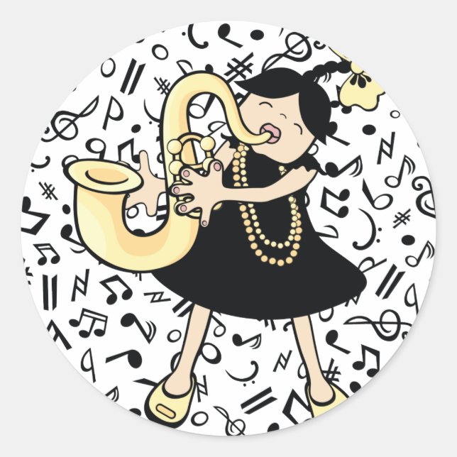 Sticker Rond bébé sax (Devant)