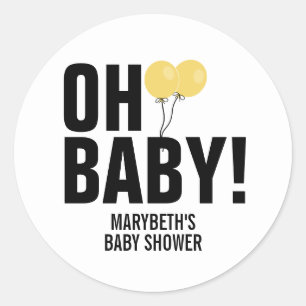 Sticker Rond Bébé Sobre simple Baby shower à ballon jaune