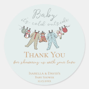 Sticker Rond Bébé son Baby shower froid à l'extérieur de l'hive