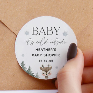 Sticker Rond Bébé son Baby shower froid à l'extérieur de l'hive