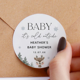Sticker Rond Bébé son Baby shower froid à l'extérieur de l'hive