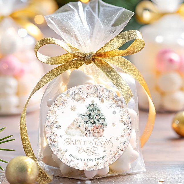 Sticker Rond Bébé son froid à l'extérieur Baby shower d'ours d' (Créateur téléchargé)