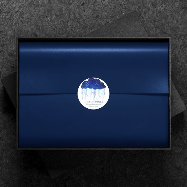 Sticker Rond Bébé Sprinkle Classic Blue | Merci de douche Cool (Créateur téléchargé)