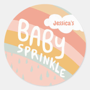 Sticker Rond BÉBÉ SPRINKLE Cute Nuages Rainbow Rain Custom