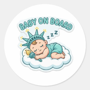 Sticker Rond Bébé Statue de la Liberté endormi
