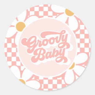 Sticker Rond Bébé super rose Check Daisy