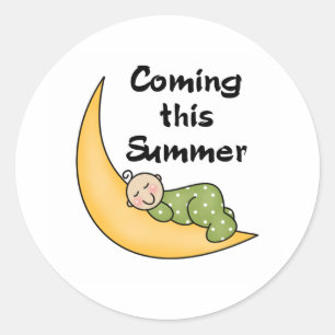 Sticker Rond Bébé sur la lune été