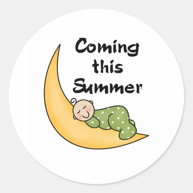 Sticker Rond Bébé sur la lune été (Devant)