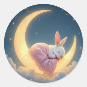 Sticker Rond Bébé sur une lune de croissant