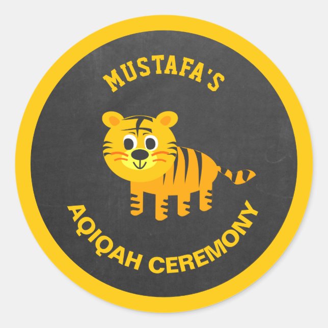 Sticker Rond Bébé Tigre Mignon Aqiqah (Devant)