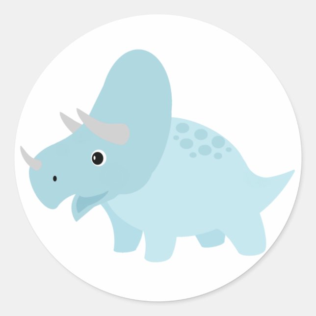 Sticker Rond Bébé triceratops collant dinosaure (Devant)