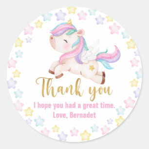Sticker Rond Bébé Unicorn Merci