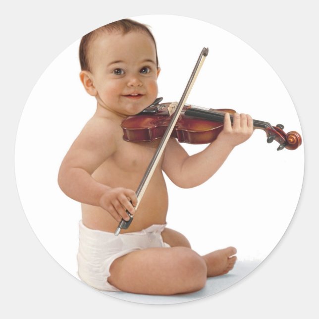 Sticker Rond Bébé violon (Devant)