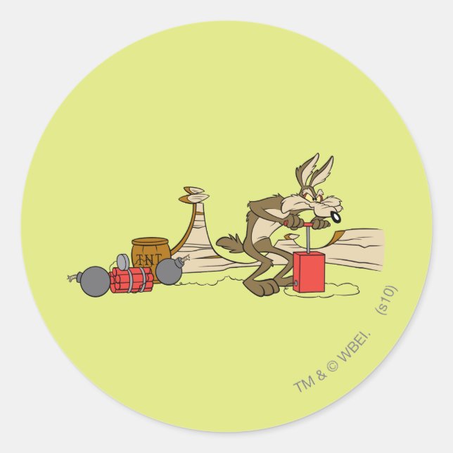 STICKER ROND BÉBÉE COYOTE™ ACME TNT (Devant)