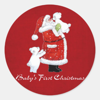 Sticker Rond Bébés 1er Noël