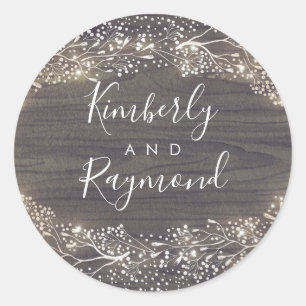 Sticker Rond Bébé's Breath Rustic Country Floral Mariage