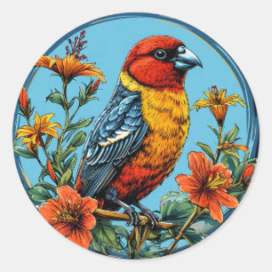Sticker Rond Bec-croisé perroquet coloré