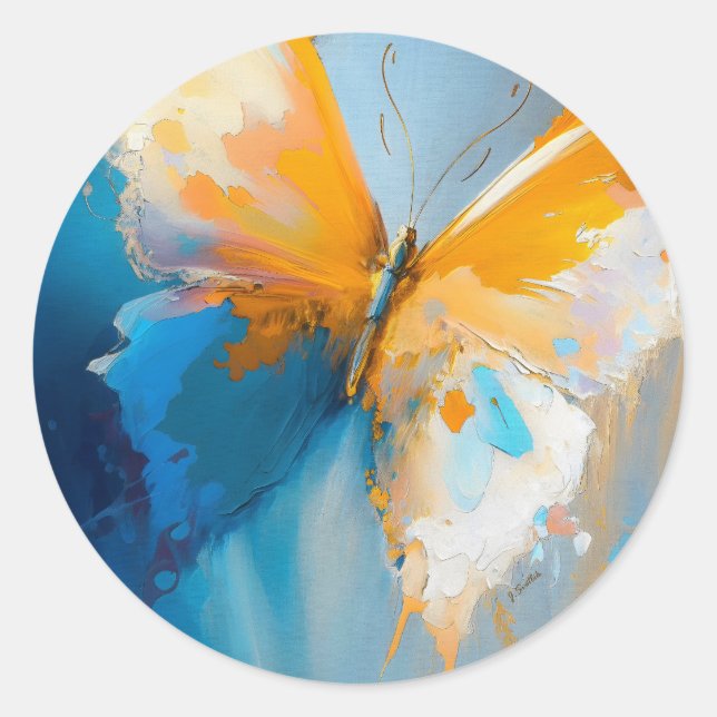 Sticker Rond Becoming Light – Abstract Butterfly In Motion (Devant)