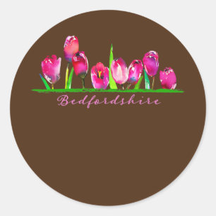 Sticker Rond Bedfordshire UK Watercolor Tulips Femmes Filles