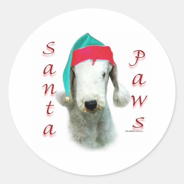 Sticker Rond Bedlington Terrier Père Noël Paws (Devant)