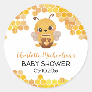 Sticker Rond Bee Baby shower Honeycomb Neutral