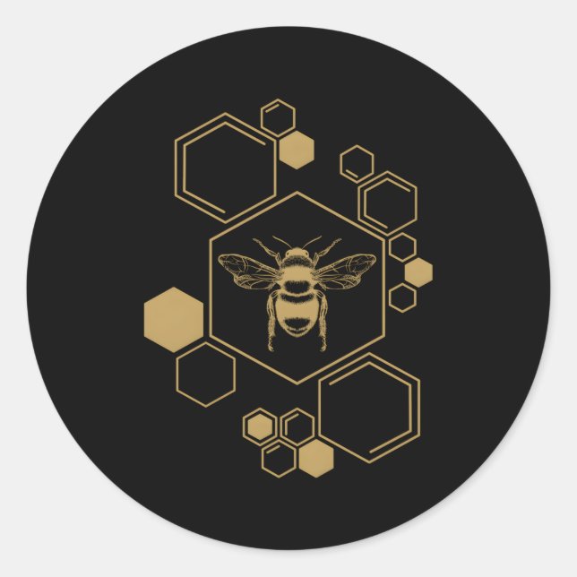 Sticker Rond Bee Beekeeg Honeycomb Honey Beekeeper Bee (Devant)