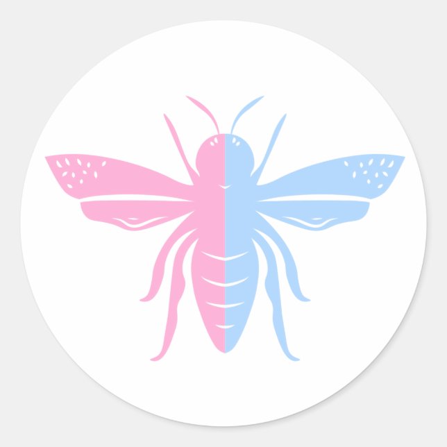 Sticker Rond Bee bleue et rose // Pastel Genre Revevela Party (Devant)