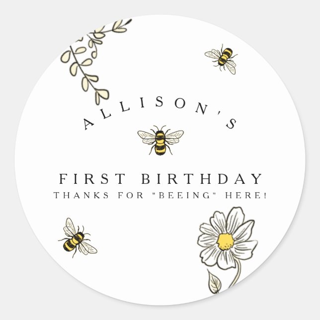 Sticker Rond Bee Bumble Bee Anniversaire (Devant)