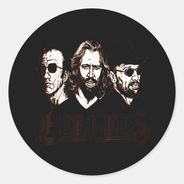 Sticker Rond Bee Gees Pour Hommes Et Femmes Cadeaux De Ventilat (Devant)