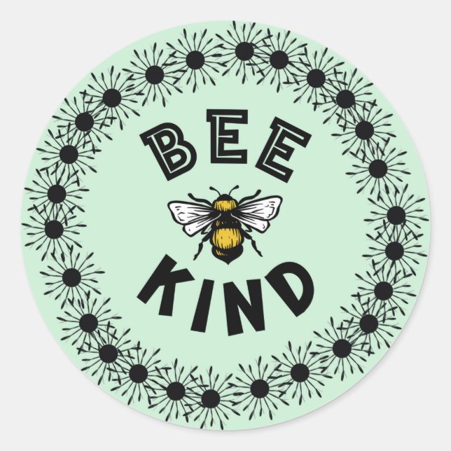 Sticker Rond Bee Genre Bumble Bee Kindness Design Floral (Devant)