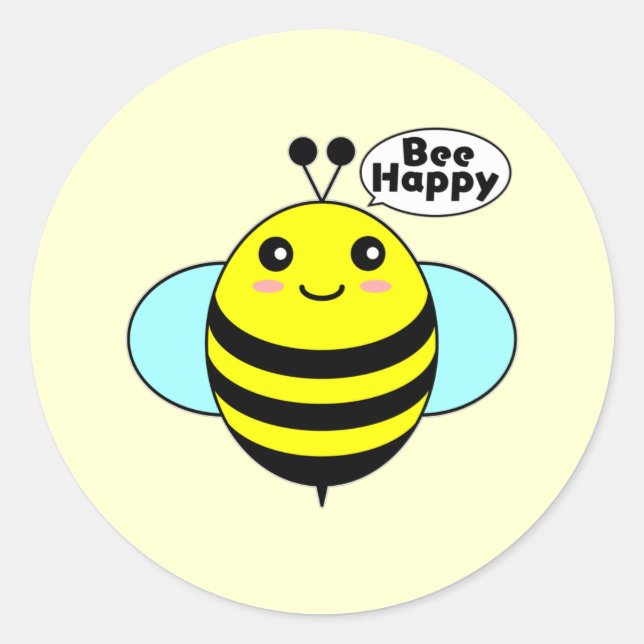 Sticker Rond Bee Happy 1 (Devant)