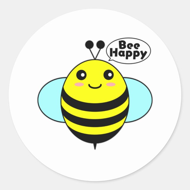 Sticker Rond Bee Happy 3 (Devant)