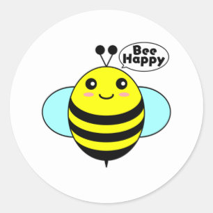 Sticker Rond Bee Happy 3