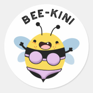 Sticker Rond Bee-kini Funny Bee Puns