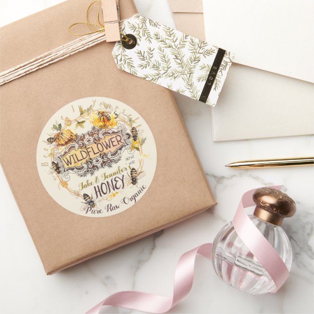Sticker Rond Bee Lieve dans Yself Honeybee Honey Jar Lid (Cadeaux)
