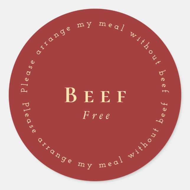 Sticker Rond Beef-Free Request Sticker, Dark red (Devant)