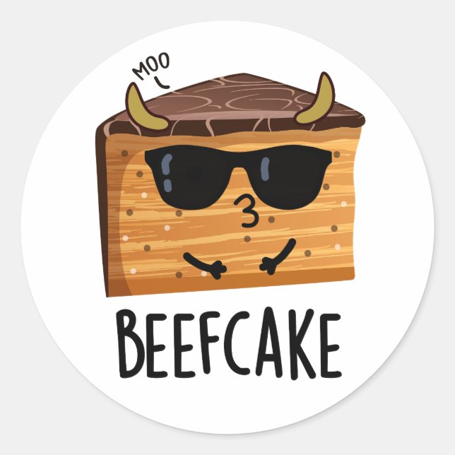 Sticker Rond Beefcake Funny Cake Pun (Devant)