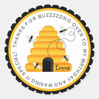 Sticker Rond Beehive Bumble abeille Anniversaire Favoriser Stic