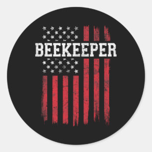 Sticker Rond Beekeeper American Flag USA Patriot Patriotic T-Sh
