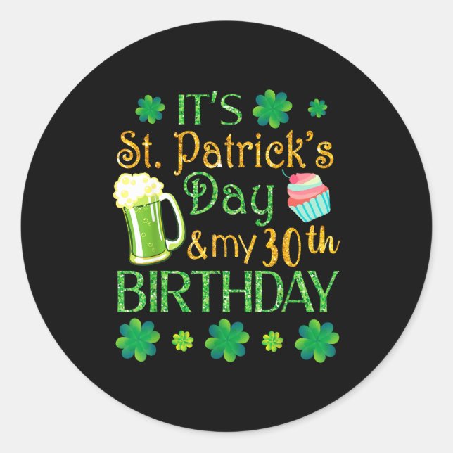 Sticker Rond Beer Cake &amp; Shamrocks It's St Patrick Day &amp (Devant)