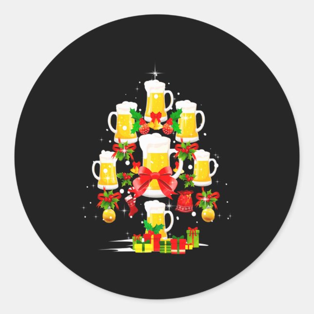 Sticker Rond Beer Christmas Tree Xmas Pajama Ornament Decor  (Devant)