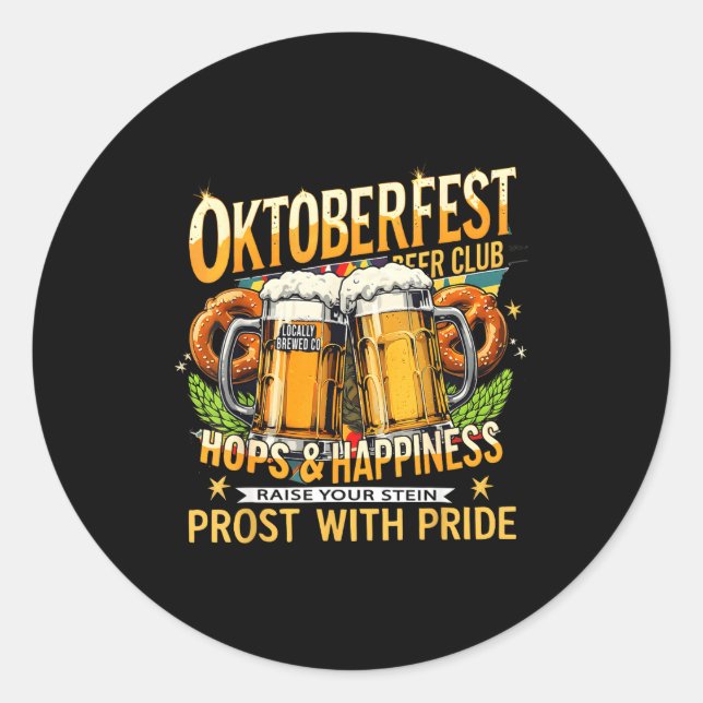 Sticker Rond Beer Club Prost With Pride Gift Drinking Team  (Devant)