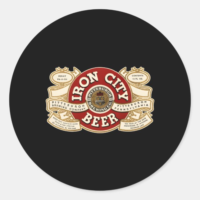 Sticker Rond Beer Irons City Pittsburgh Beer (Devant)
