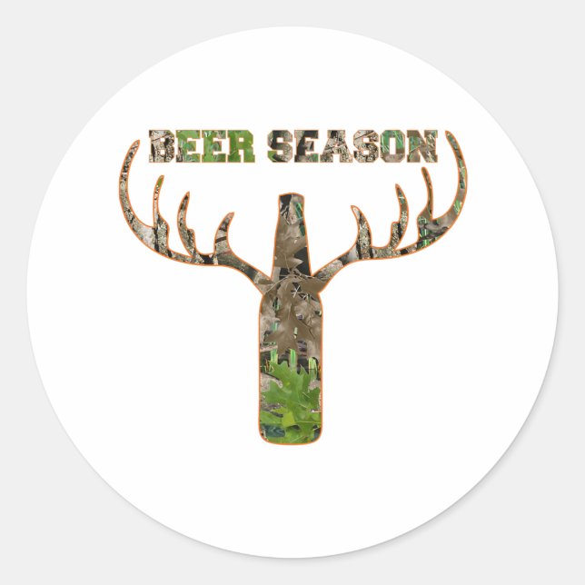 Sticker Rond Beer Season Hunting Season Venin For Hunter (Devant)
