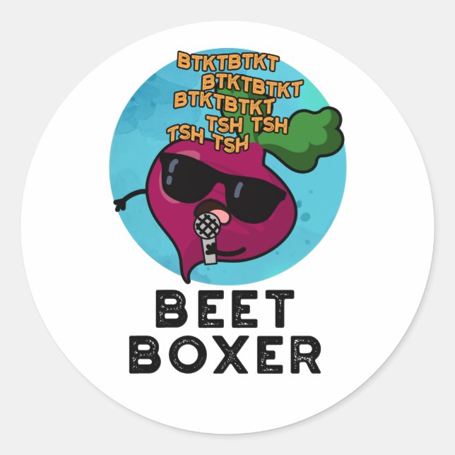 Sticker Rond Beet Boxer Funny Beet Pun (Devant)
